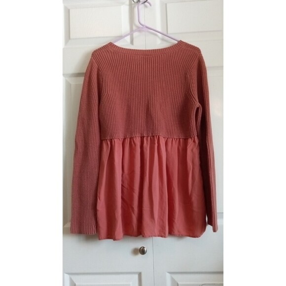 Self-esteem Mauve knit and sheer ruffle bottom tunic long sleeve - Picture 2 of 5